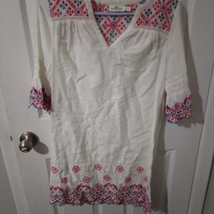 Embroidered White and Pink Women's Top